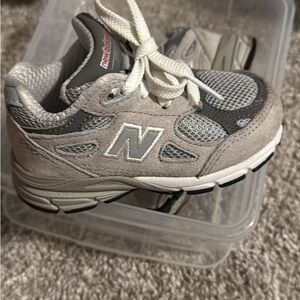 New Balance Kids' Light Gray and White Sneakers